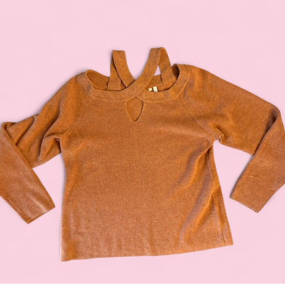 Soft Surroundings 2X Sweater Women’s Rust Knit Cold Shoulder Cutout Pullover - Picture 1 of 7